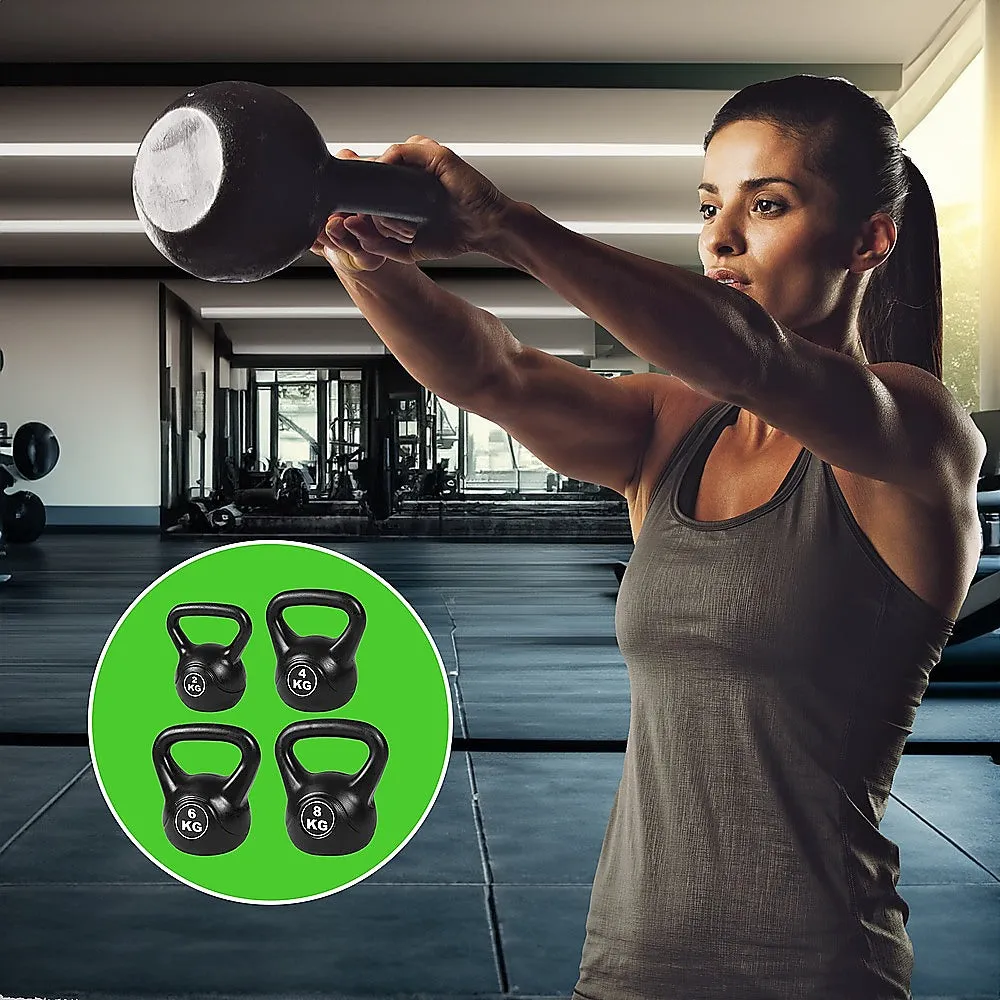 4pcs Black Kettlebell Weight Set 2-8kg