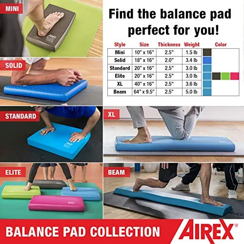 Airex Balance Pad - Exercise Foam Pad Physical Therapy, Workout, Plank, Yoga, Pilates, Stretching, Balancing Stability Mat, Kneeling Cushion, Mobility Strength Trainer for Knee, Ankle - Elite, Kiwi