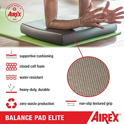 Airex Balance Pad - Exercise Foam Pad Physical Therapy, Workout, Plank, Yoga, Pilates, Stretching, Balancing Stability Mat, Kneeling Cushion, Mobility Strength Trainer for Knee, Ankle - Elite, Kiwi