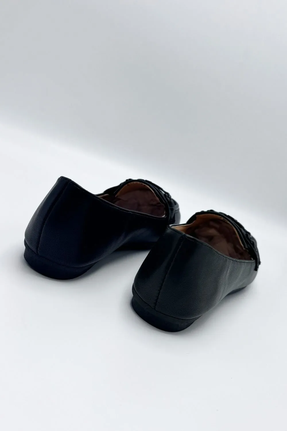 Alya Letter Link Detail Flat Loafers in Black Matt