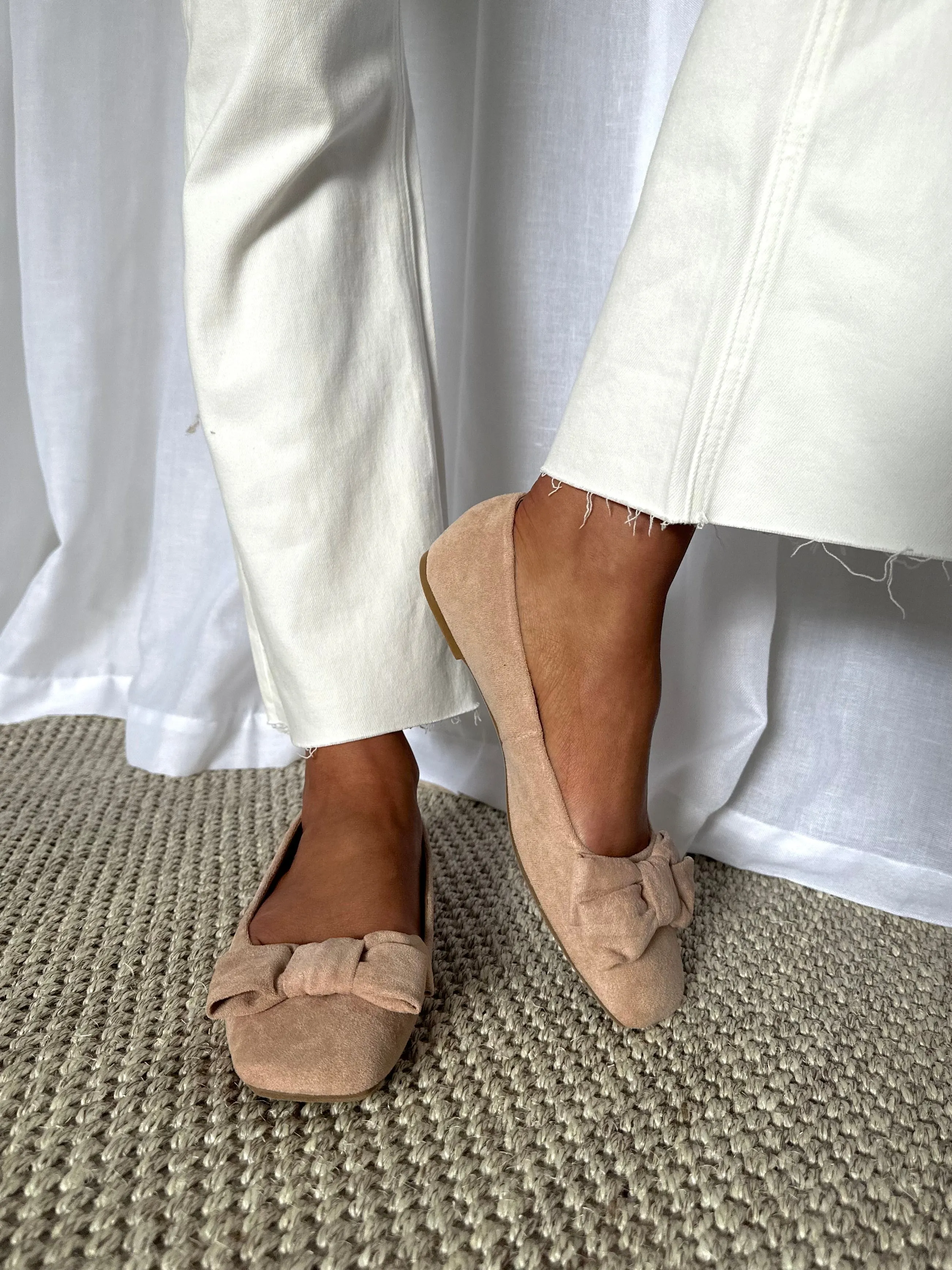 Amozae-Square Toe Ballerina Loafers- Nude