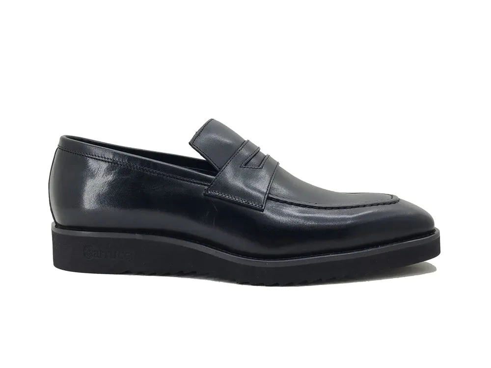 Black Men's Slip-on Shoes Chic Patina Burnished Penny Loafer Style-KS518-03