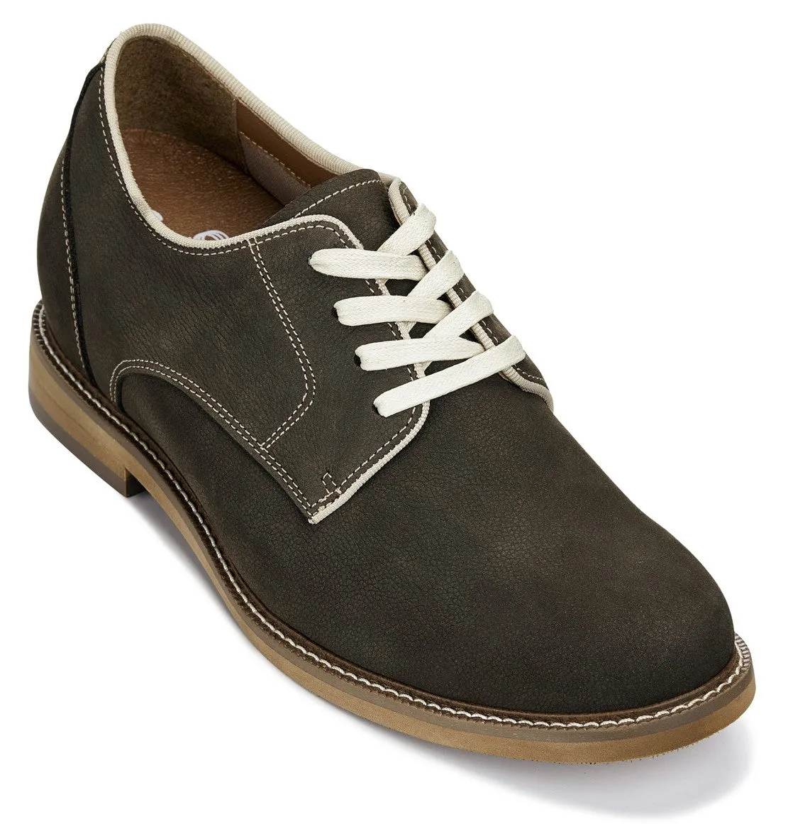 CALTO - J1311 - 3 Inches Taller (Sardine Grey) - Business Casual Leather Derbies