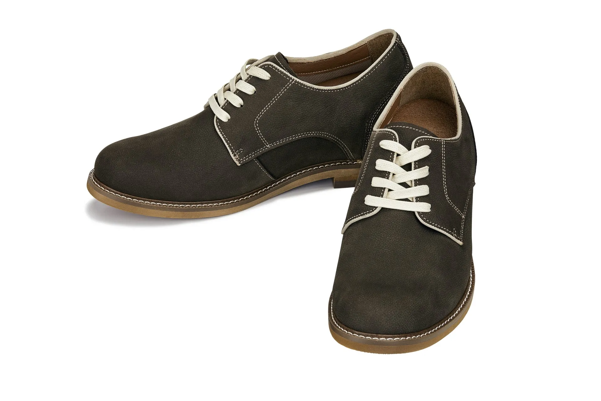 CALTO - J1311 - 3 Inches Taller (Sardine Grey) - Business Casual Leather Derbies