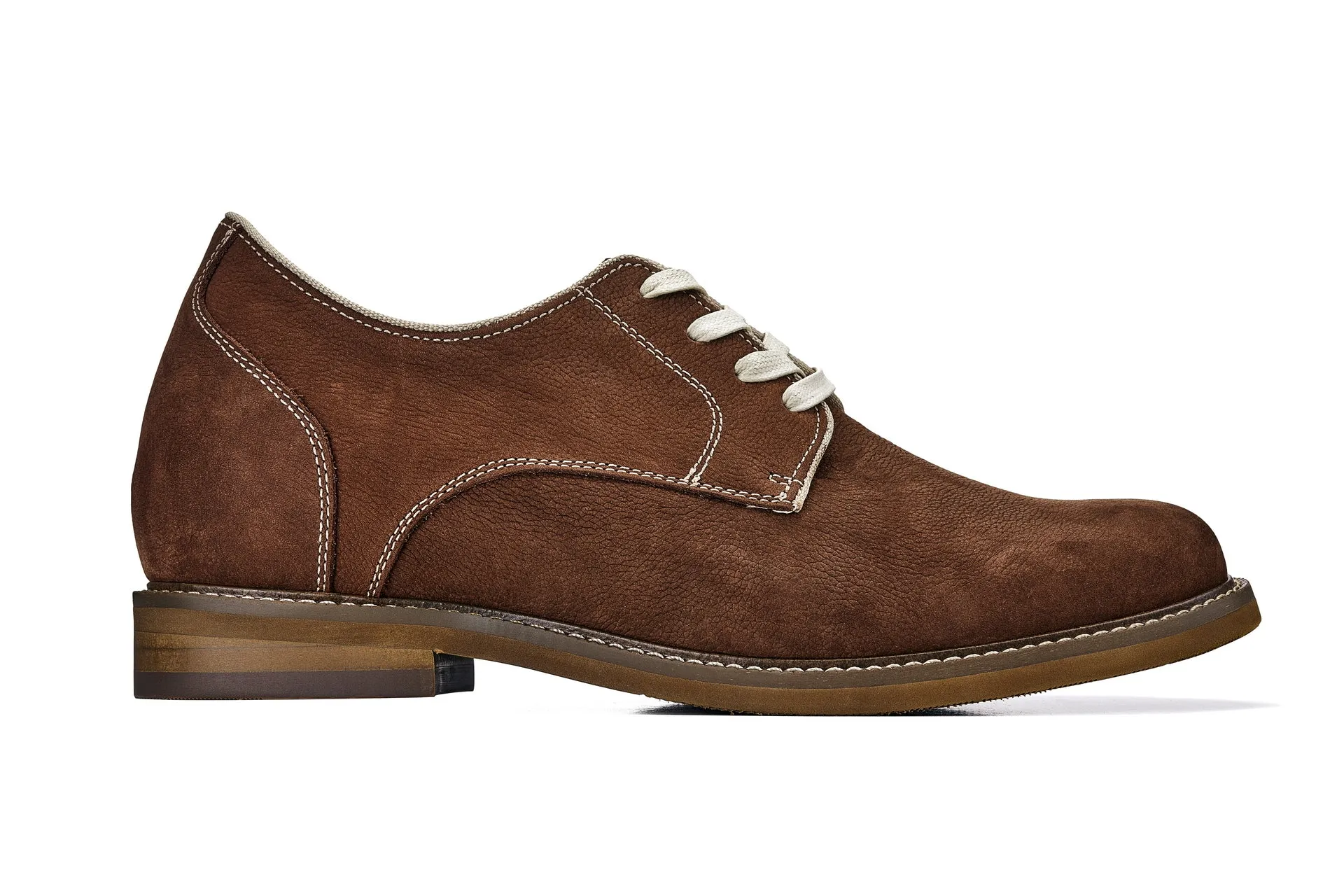 CALTO - J1313 - 3 Inches Taller (Terracotta Brown) - Business Casual Leather Derbies