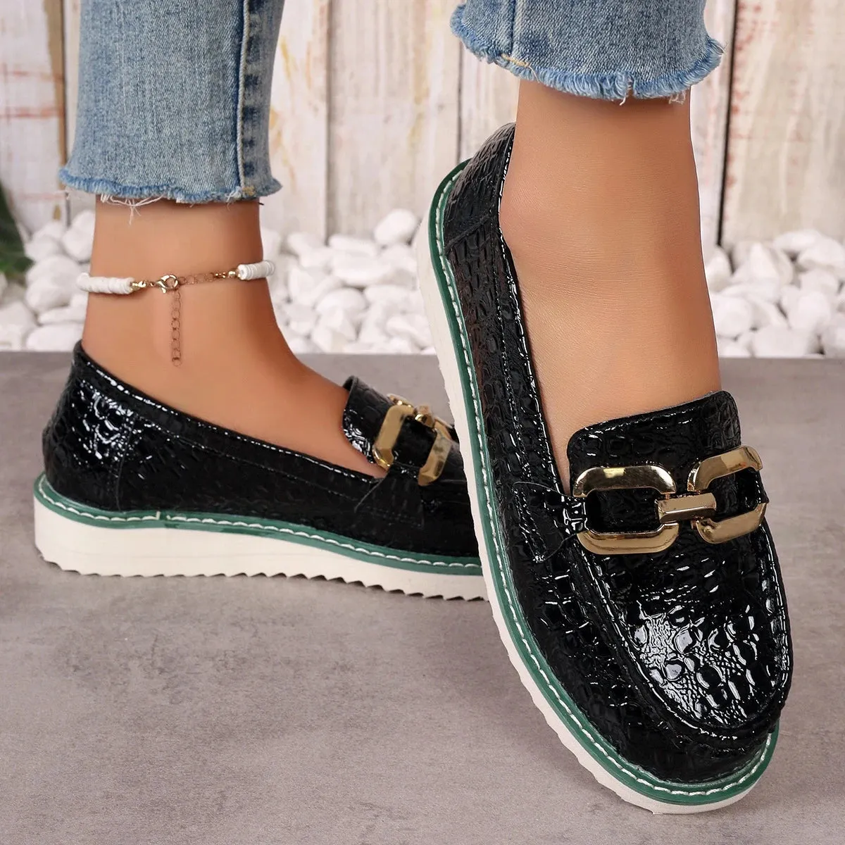 Chic Summer Buckle Loafers