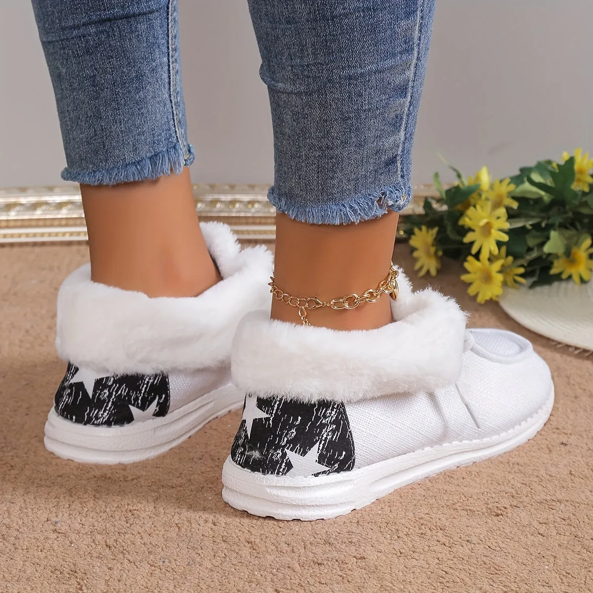 elveswallet Plush Lined Warm & Cozy Slip On Canvas Shoes