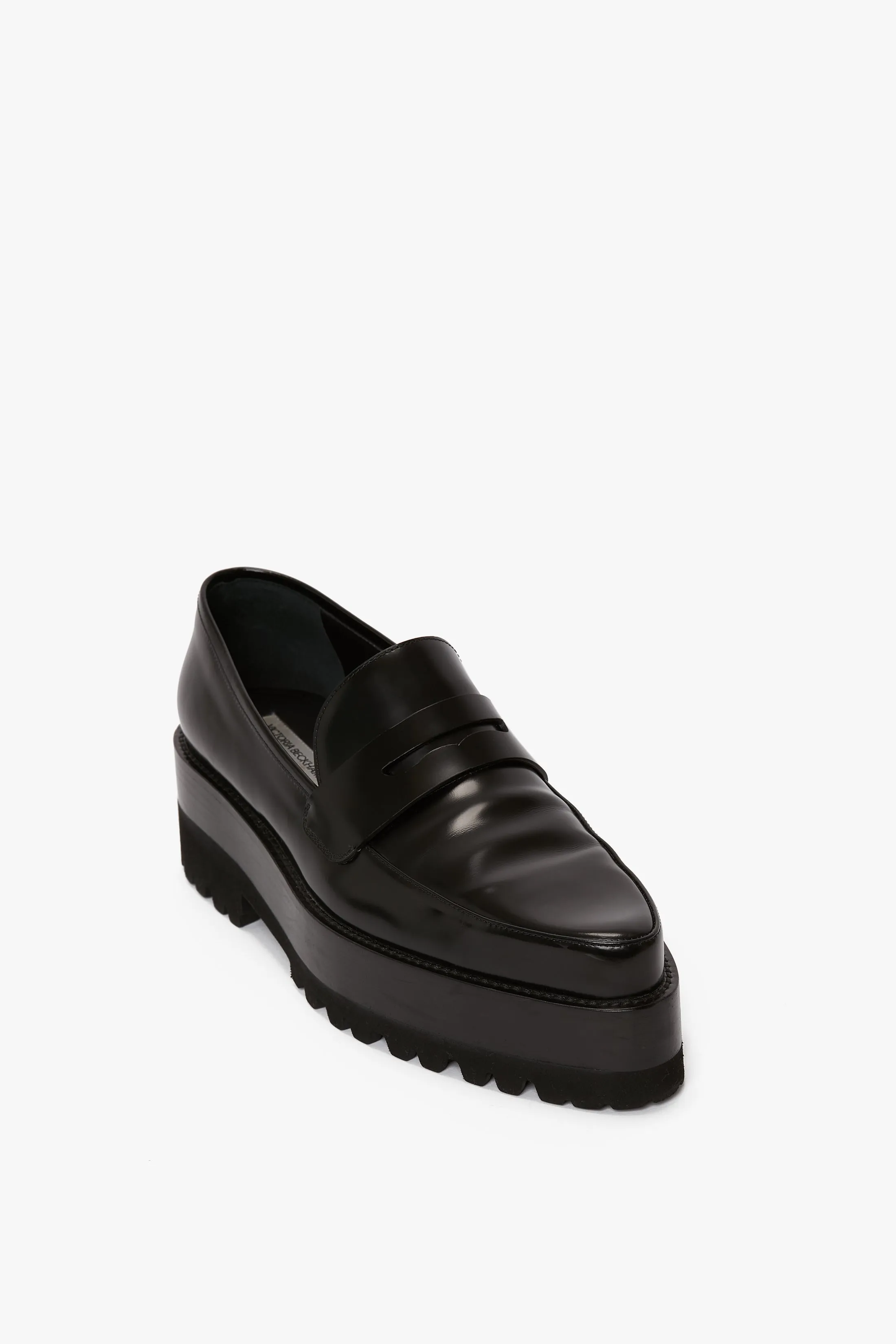 Flatform Loafer In Black Leather