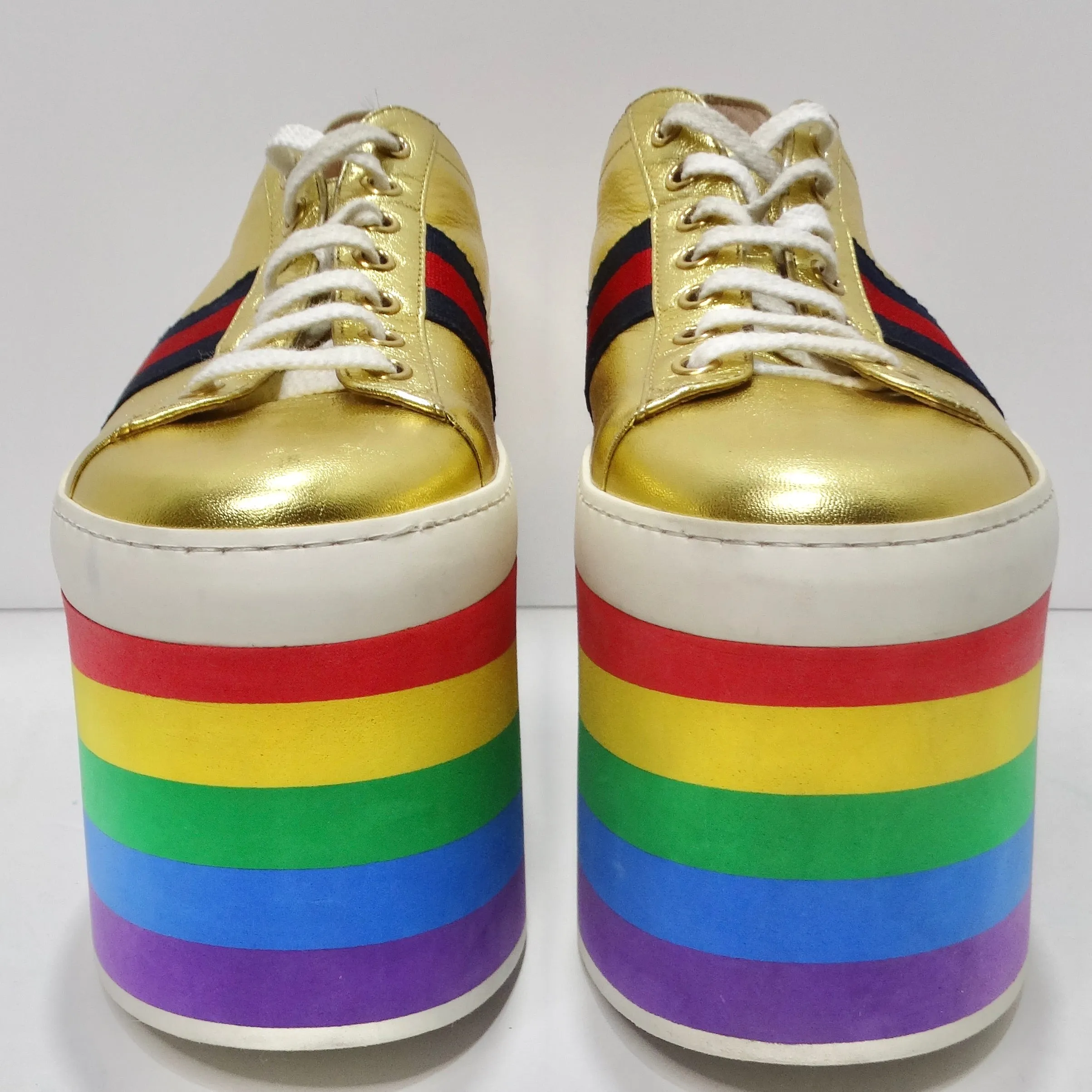 Gucci Peggy Rainbow Platform Sneakers