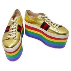 Gucci Peggy Rainbow Platform Sneakers