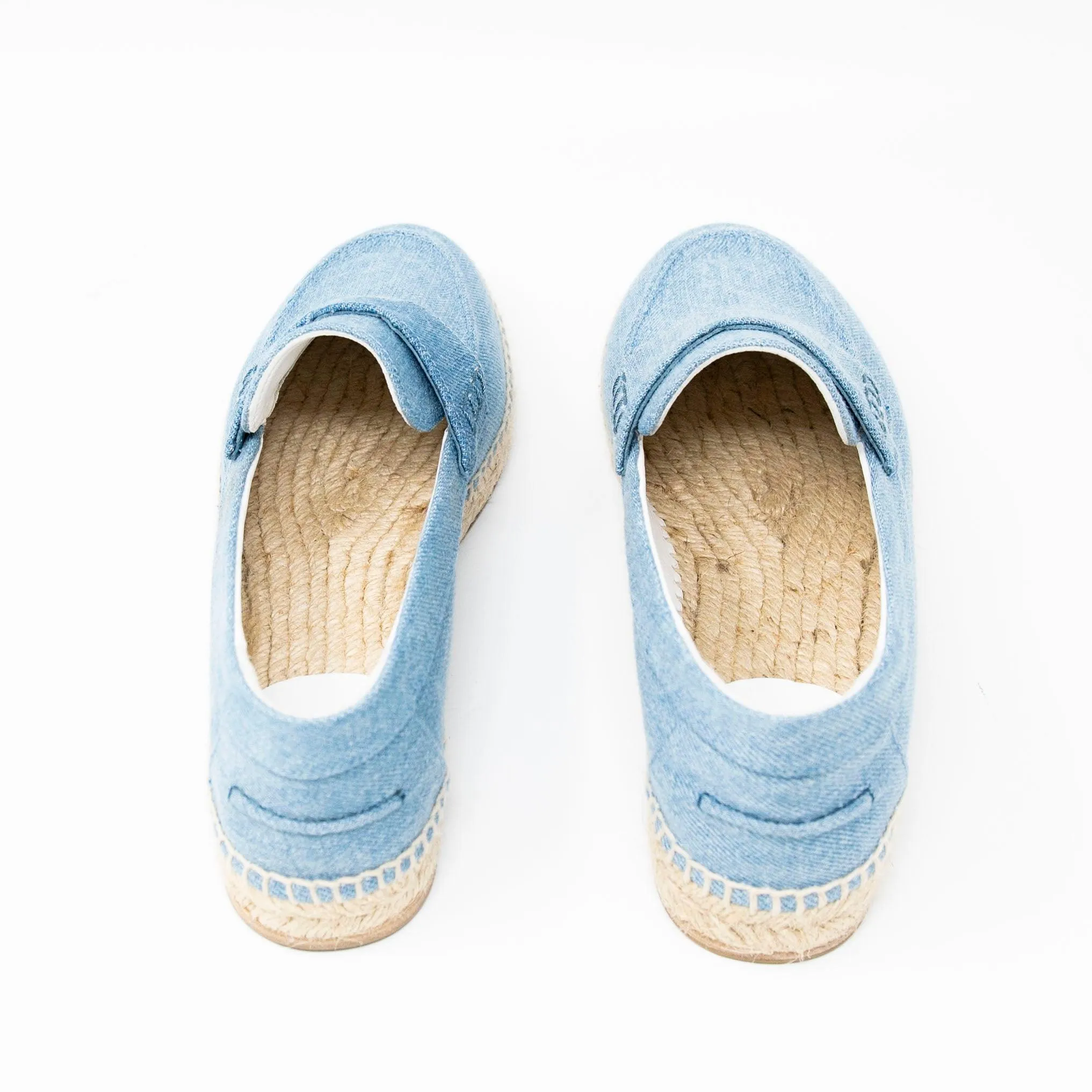 Hermes Bleu Clair Denim Trip Espadrilles 37