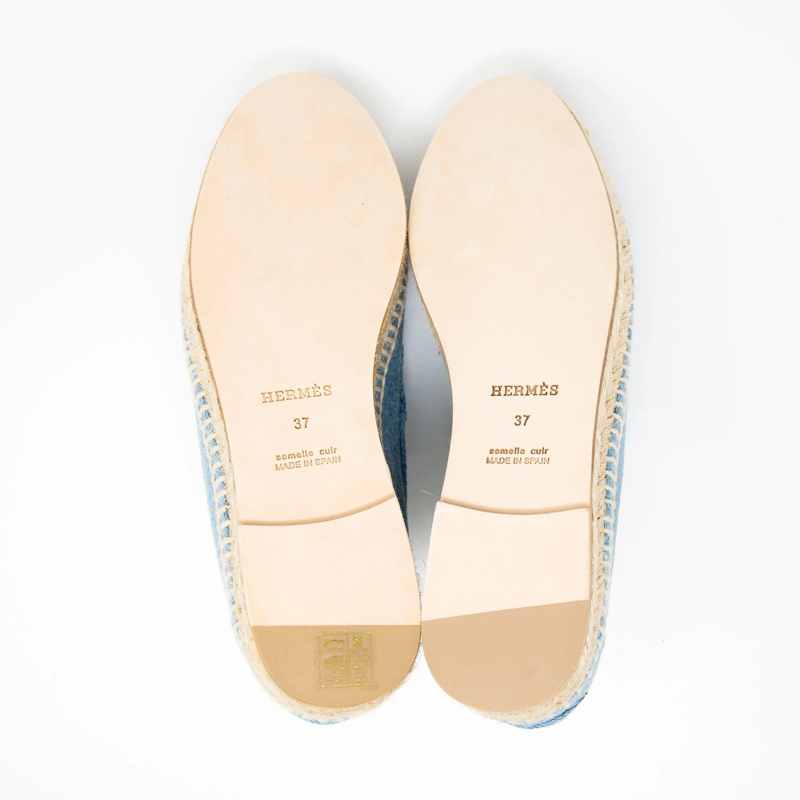 Hermes Bleu Clair Denim Trip Espadrilles 37