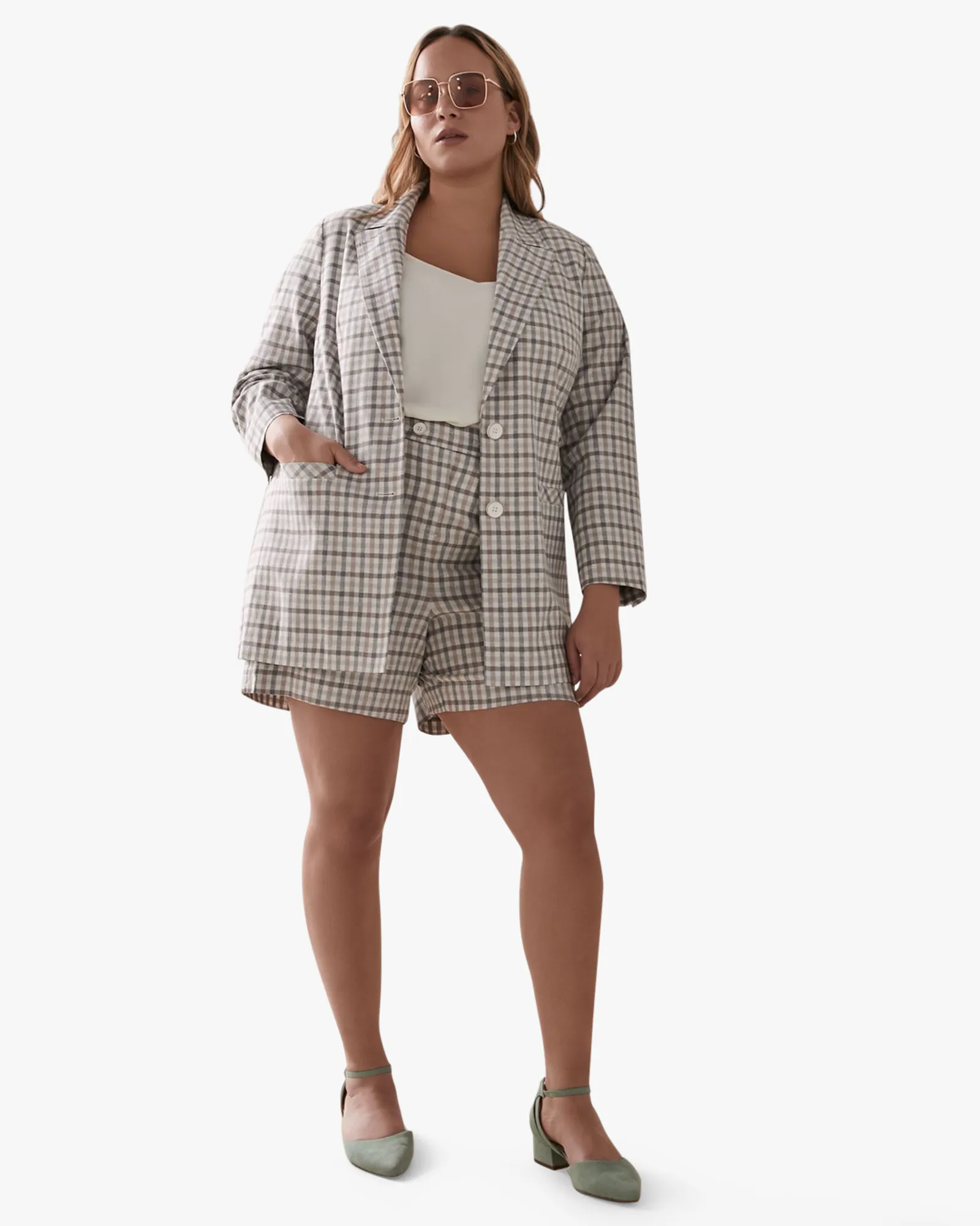 Jenna Plaid Shorts | Tan / Ivory