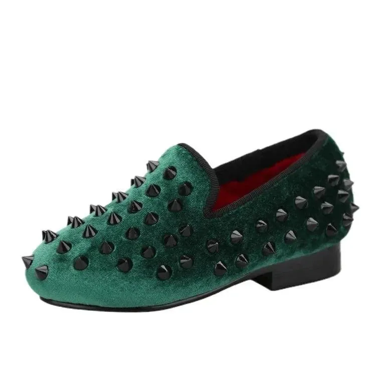 Kids Loafers Classic Style Kids Shoe Velvet Spikes Shoes