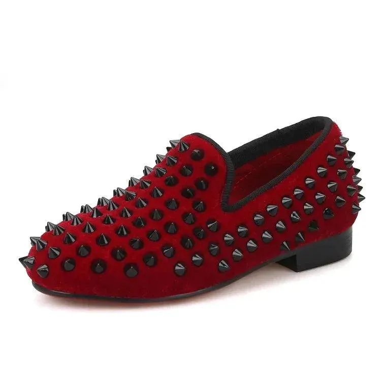 Kids Loafers Classic Style Kids Shoe Velvet Spikes Shoes