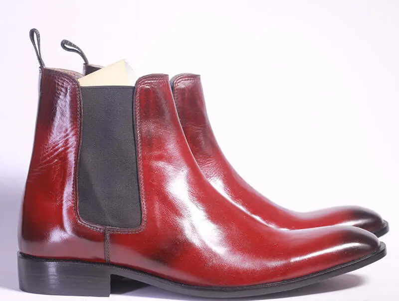 New Handmade Men's Burgundy Leather Chelsea Boots, Men Ankle Boots, Men Designer Boots