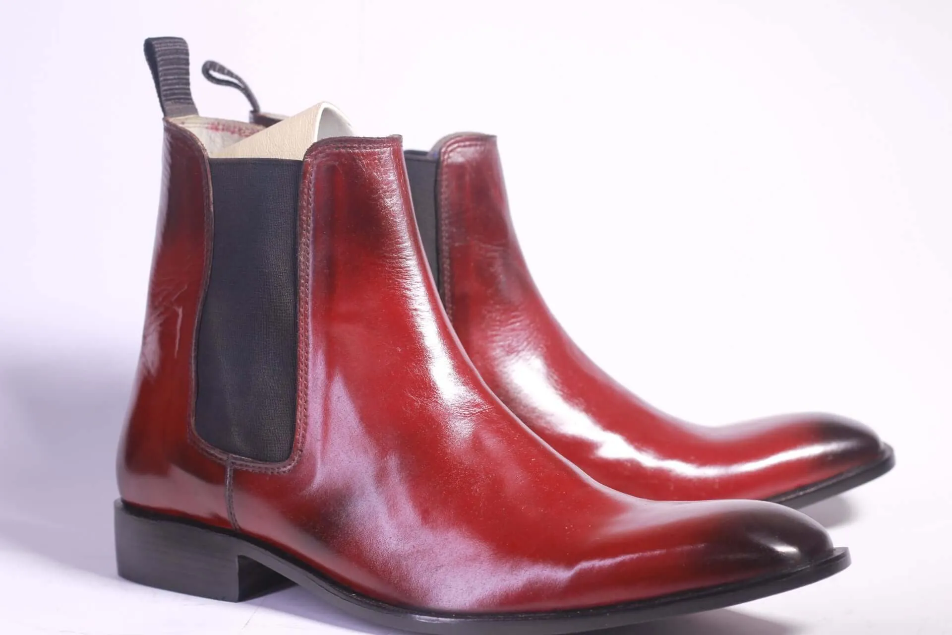 New Handmade Men's Burgundy Leather Chelsea Boots, Men Ankle Boots, Men Designer Boots