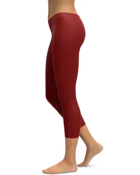 Solid Deep Red Capris