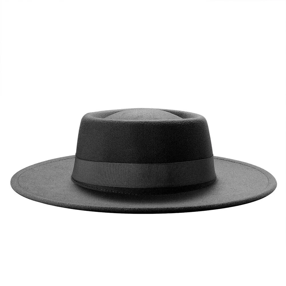 US Women Ladies Elegant Bow Fedora Wide Brim Felt Panama Retro Church Derby Top