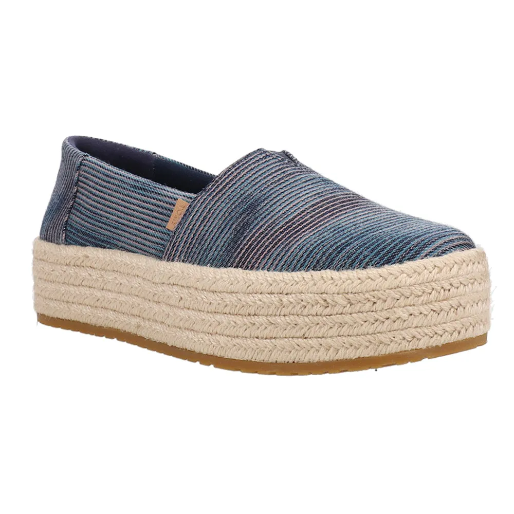 Valencia Denim Slip On Plaform Espadrille Flats