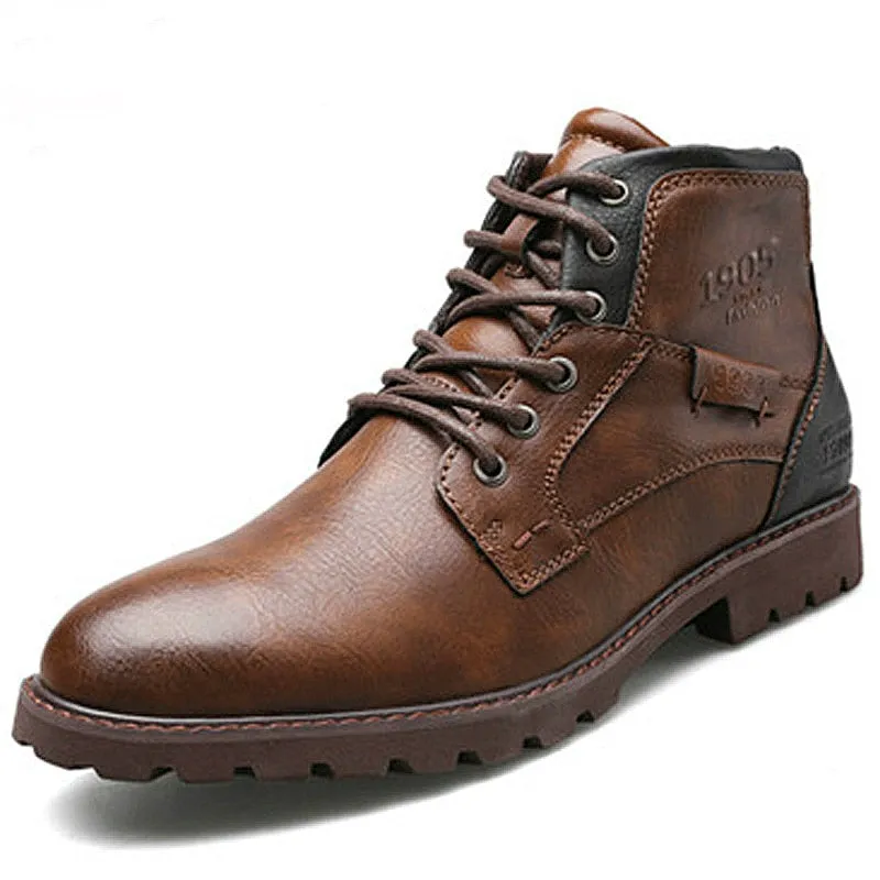 West Louis™ Designer Leather Outdoor Ankle Boots