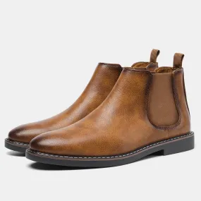 West Louis™ Men Retro Leather Brand Chelsea Boots