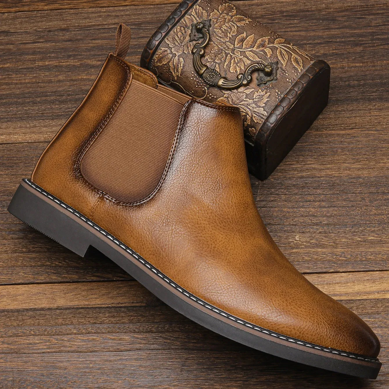 West Louis™ Men Retro Leather Brand Chelsea Boots