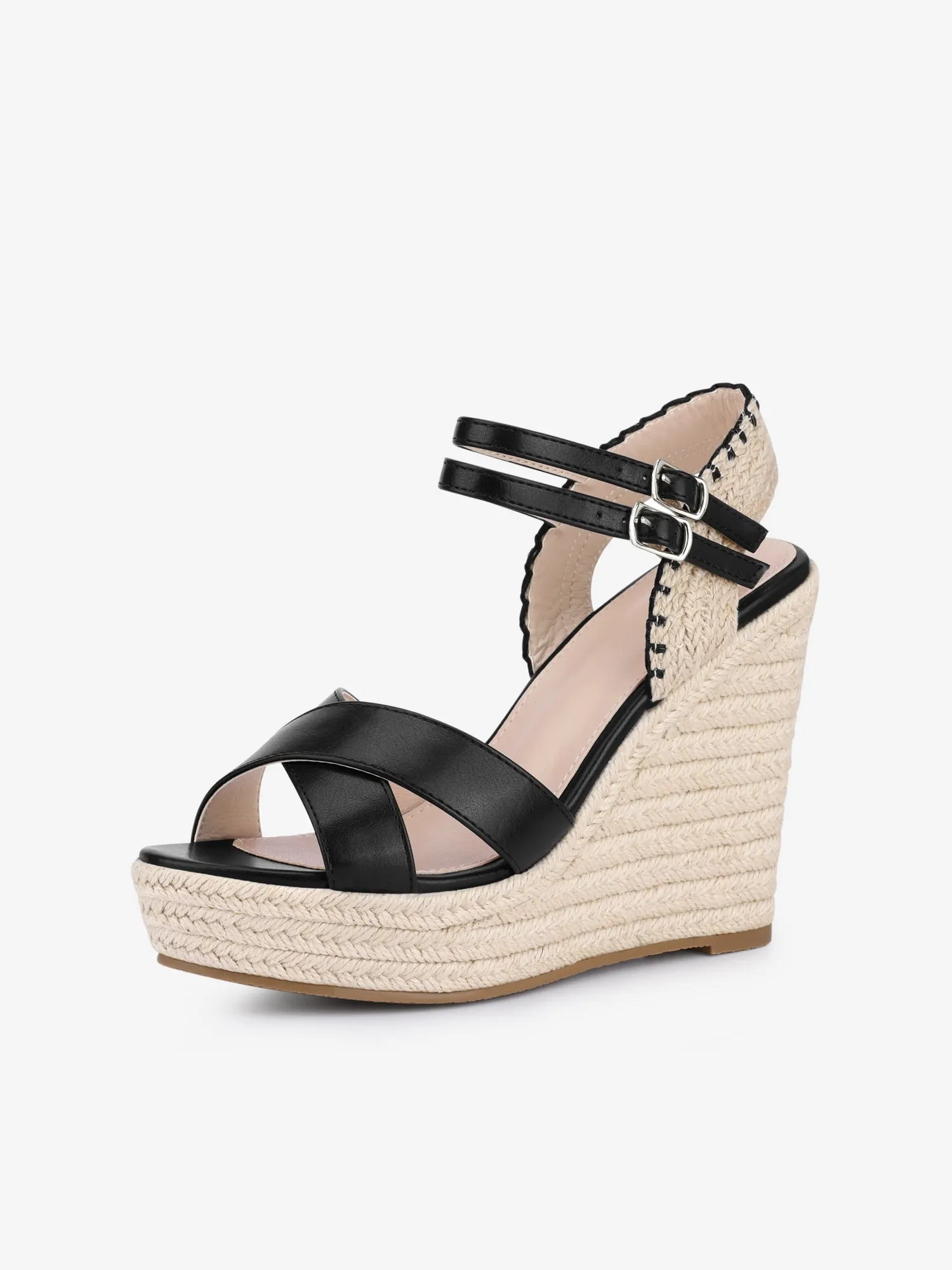 Women's Crisscross Strap Platform Espadrilles Wedge Heel Sandals