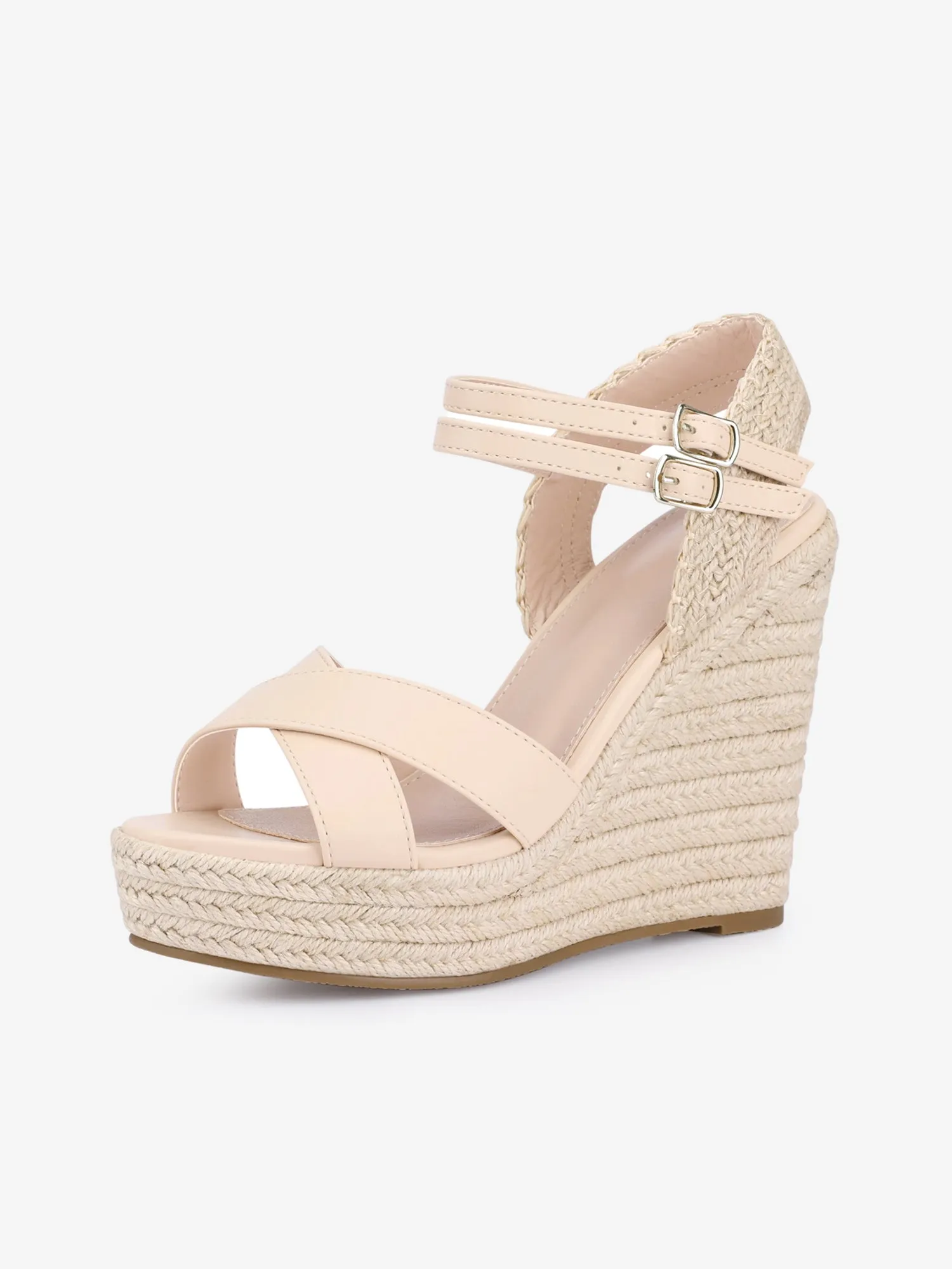 Women's Crisscross Strap Platform Espadrilles Wedge Heel Sandals