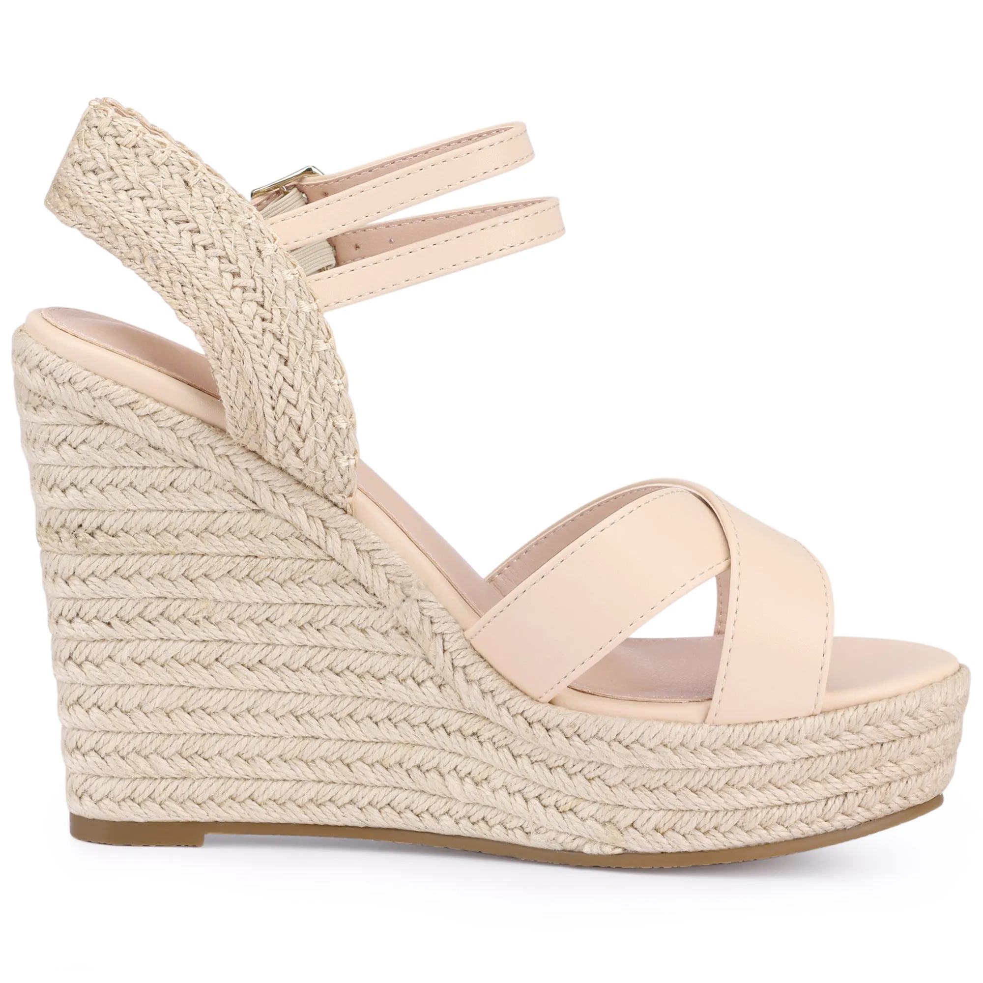 Women's Crisscross Strap Platform Espadrilles Wedge Heel Sandals