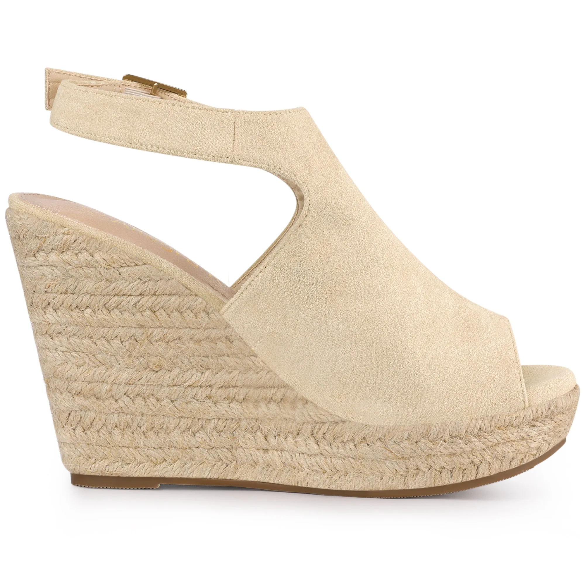 Women's Peep Toe Slingback Platform Espadrilles Wedge Sandals