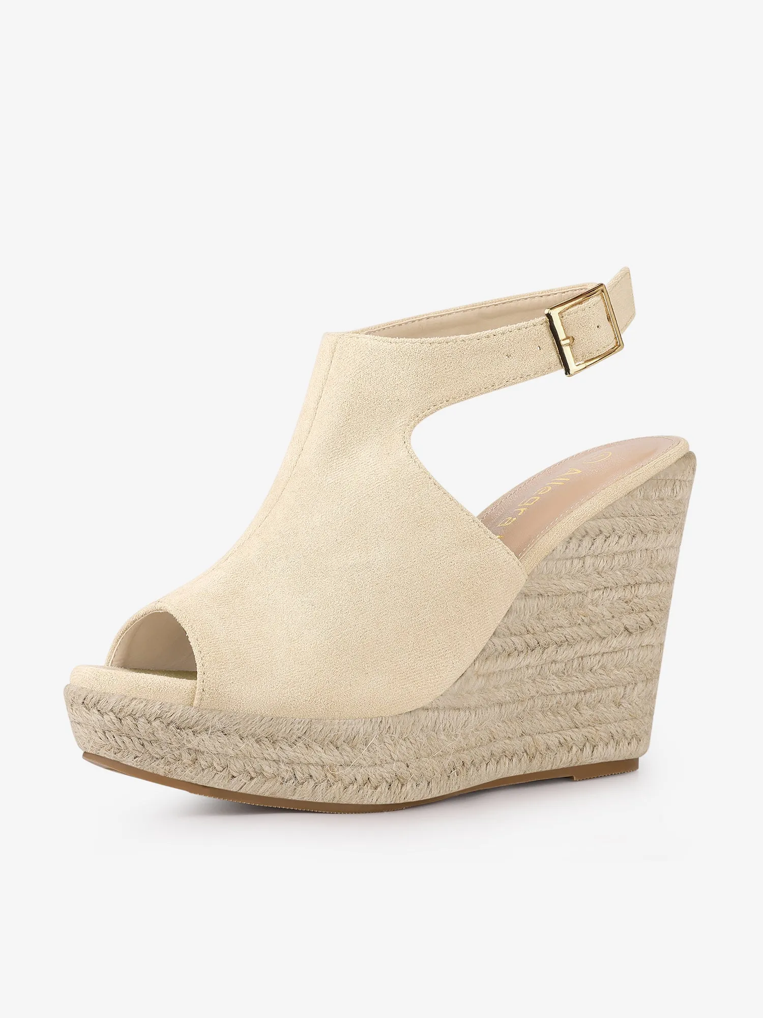 Women's Peep Toe Slingback Platform Espadrilles Wedge Sandals