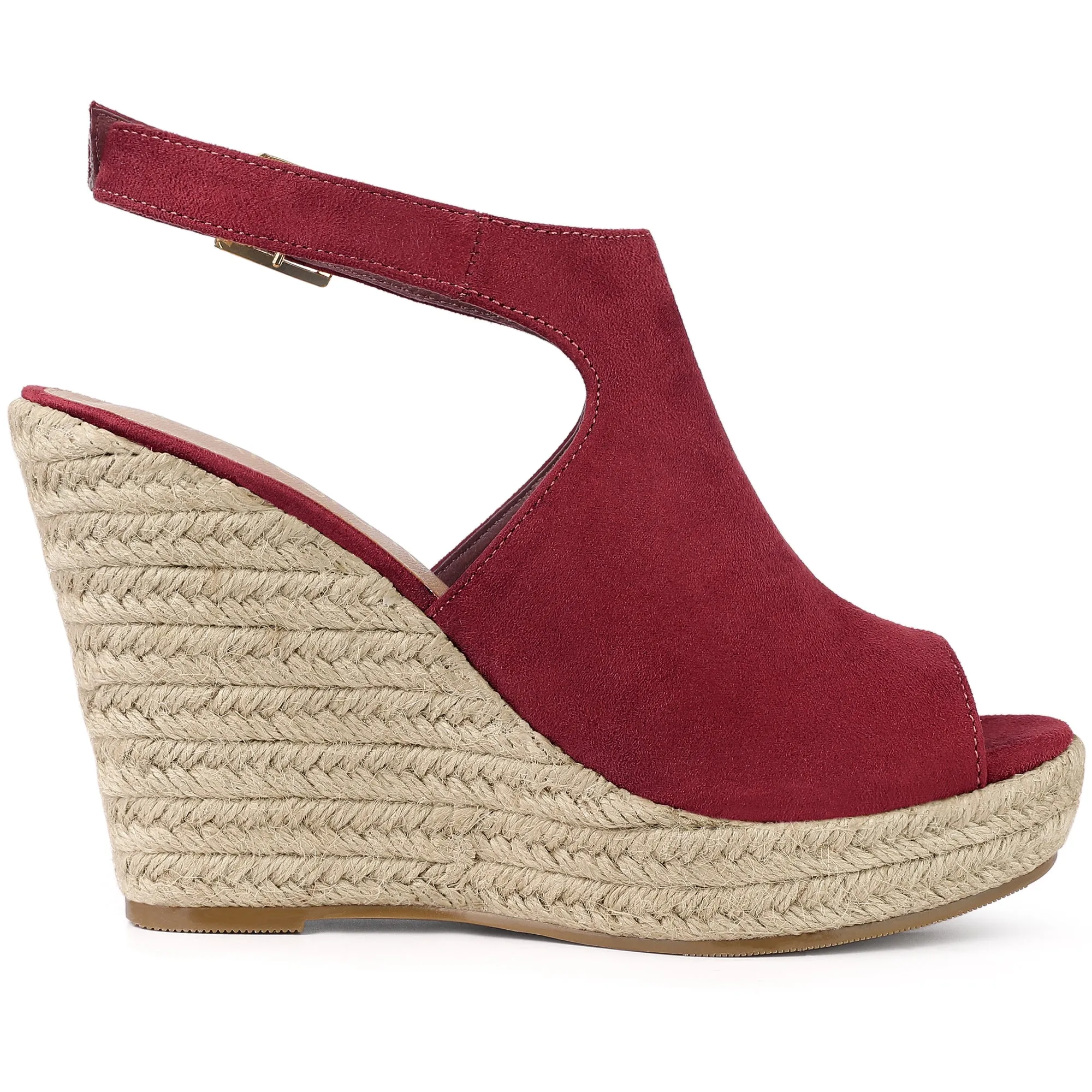 Women's Peep Toe Slingback Platform Espadrilles Wedge Sandals