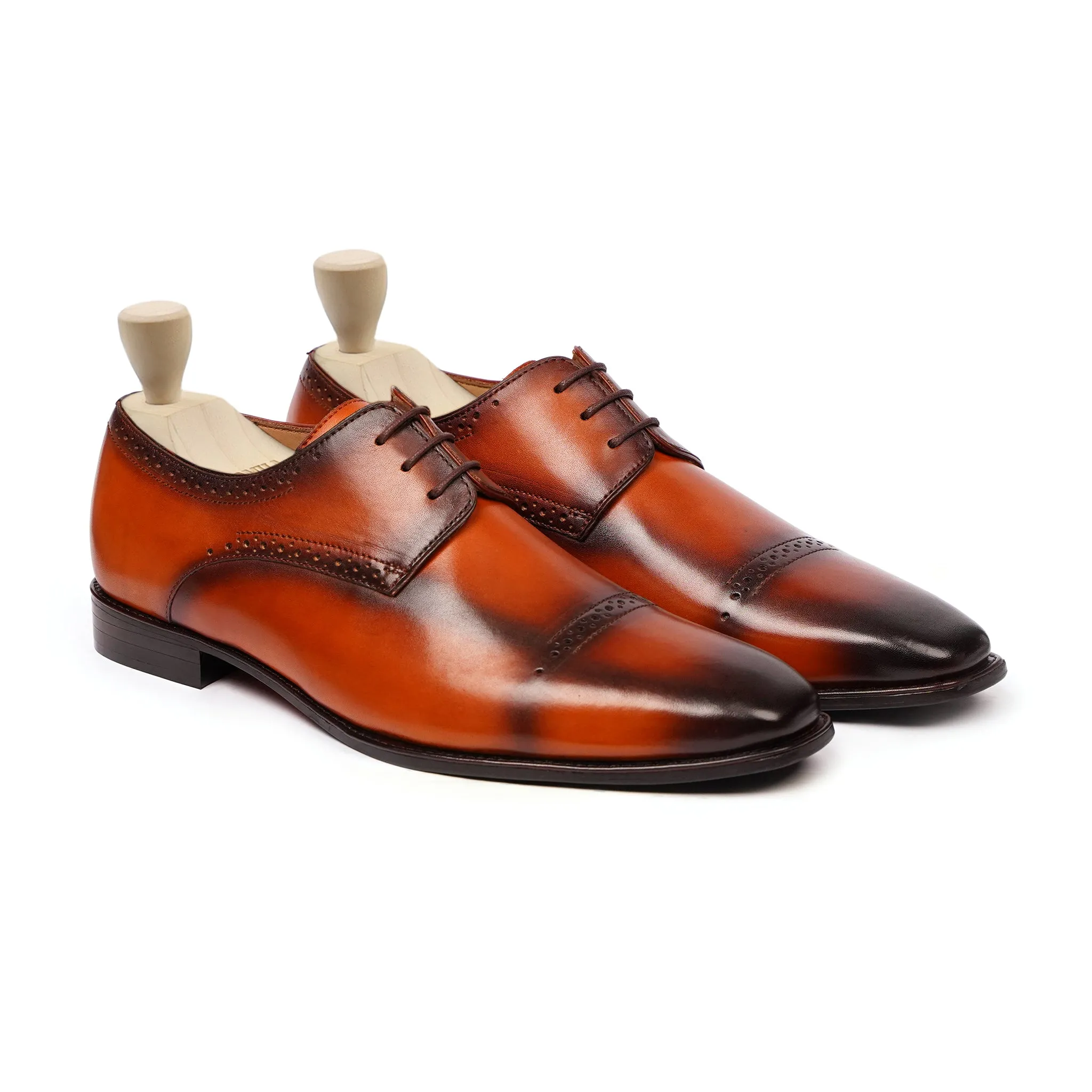 Yoshirou - Men's Tan Calf Leather Derby Shoe